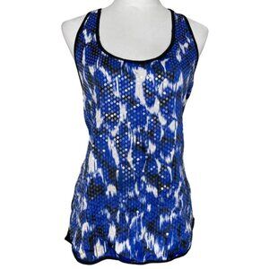 Vince Camuto Black Blue White Sleeveless Sequin Shimmer Racerback Tank Top Med